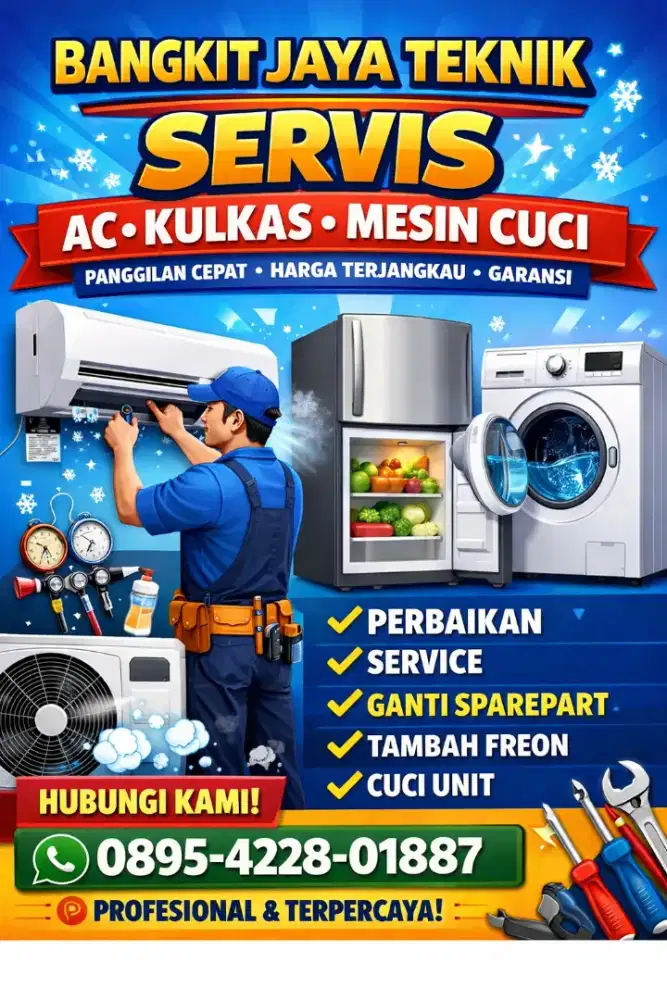 Jasa servis Ac,kulkas,mesin cuci