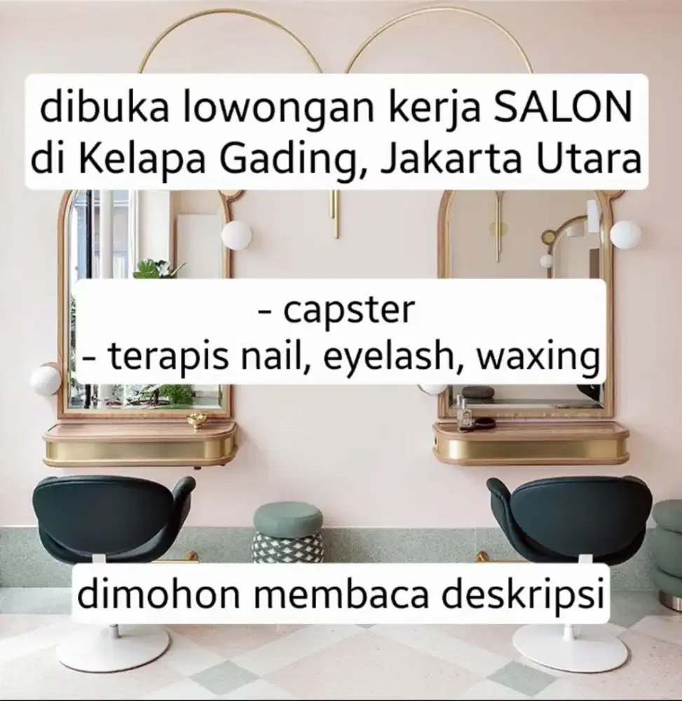 Dibutuhkan terapis dan capster untuk salon kecantikan