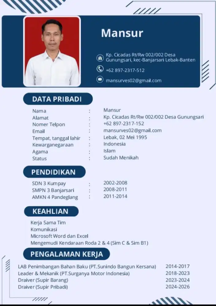 Cari loker supir modal SIM B1 umum