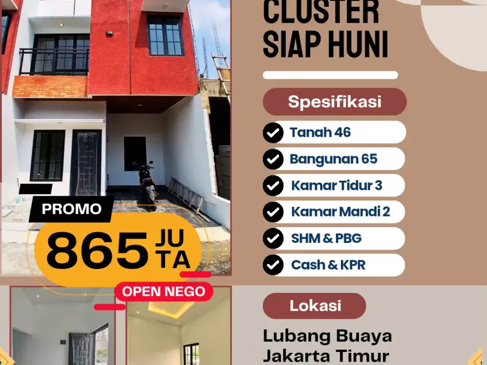 Dijual Rumah Siap Huni Lubang Buaya Jakarta Timur