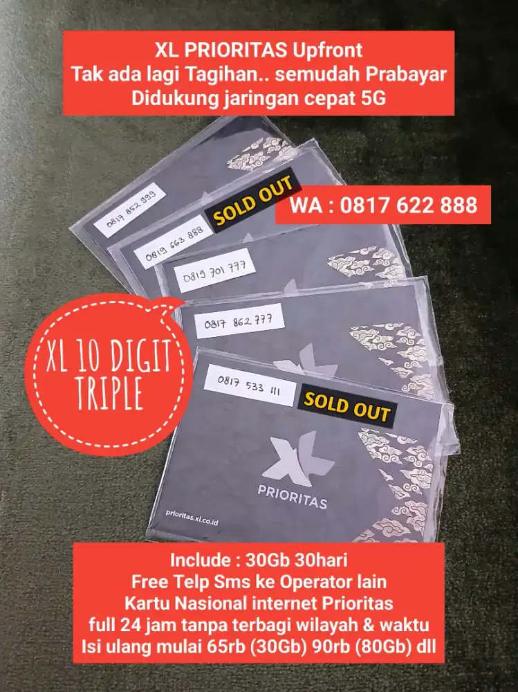 XL Cantik 10 Digit Triple