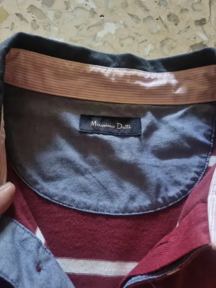 Original Longsleeve Cotton Striped Polo Massimo Dutti for Man.