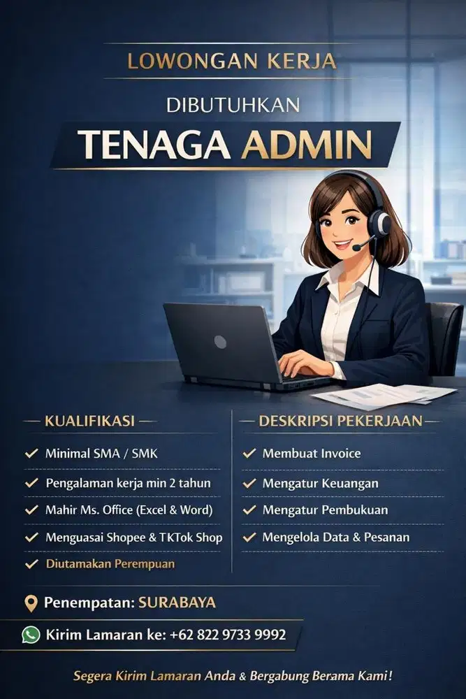 Dicari tenaga kerja administrasi surabaya