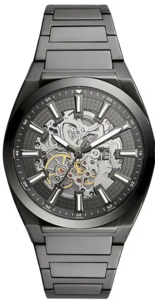 Fossil Everett Automatic Grey Stainless Steel Mewah Original ME3206