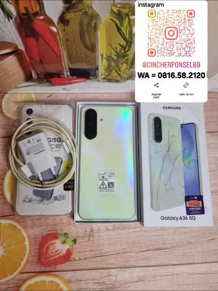 Jual hp SAMSUNG A36 5g 8/256 likenew grns panjang free adaptor n case