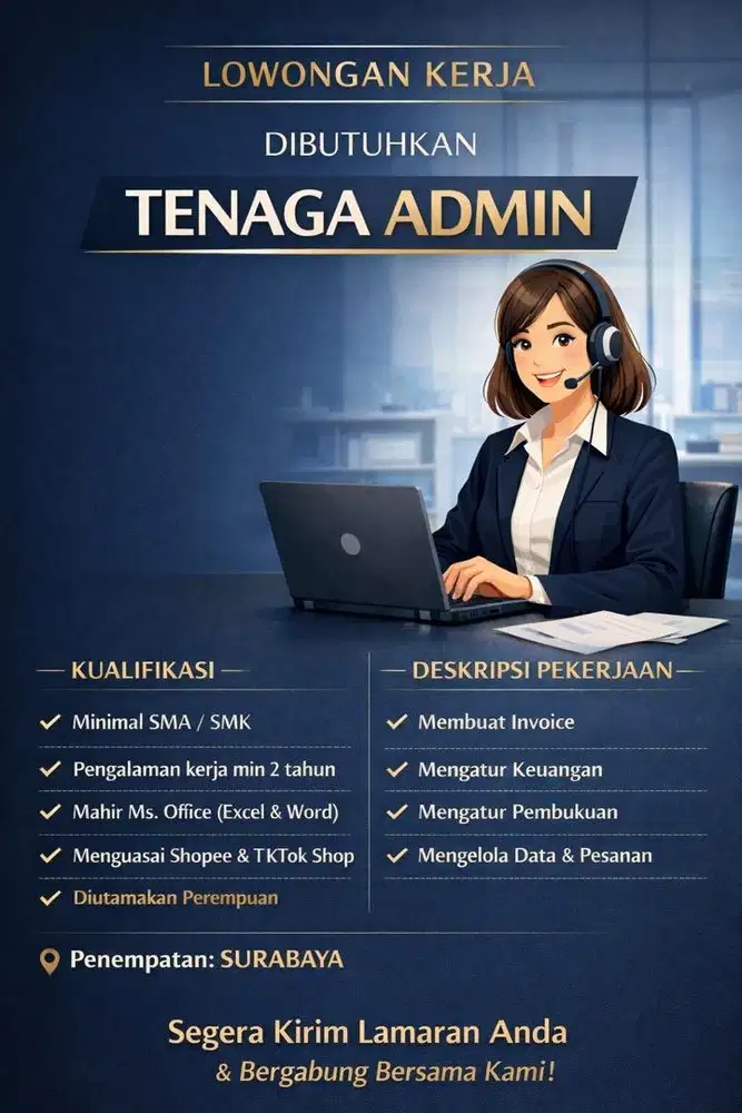 Dicari tenaga kerja administrasi surabaya