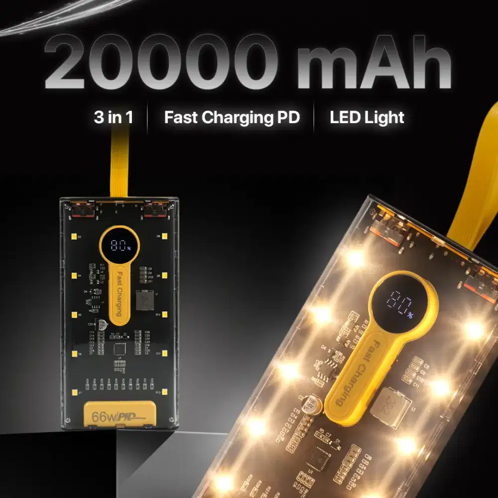 Power Bank 10000mAh Fast Charging PD LED Dual USB Port 66W