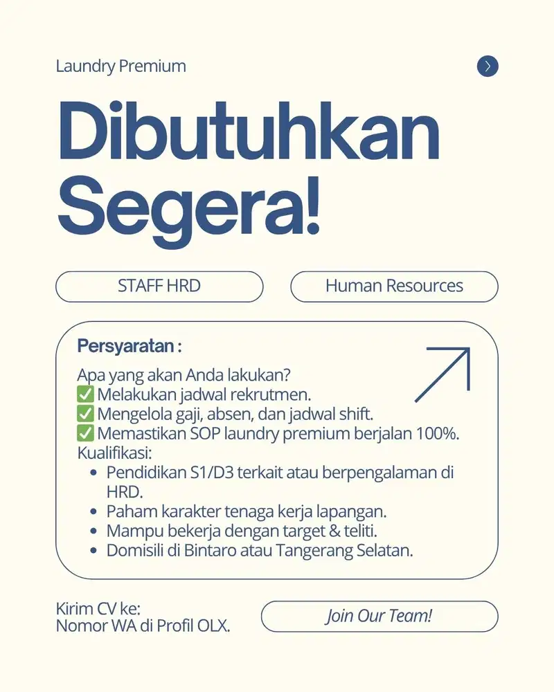 Staff HRD Laundry Kiloan