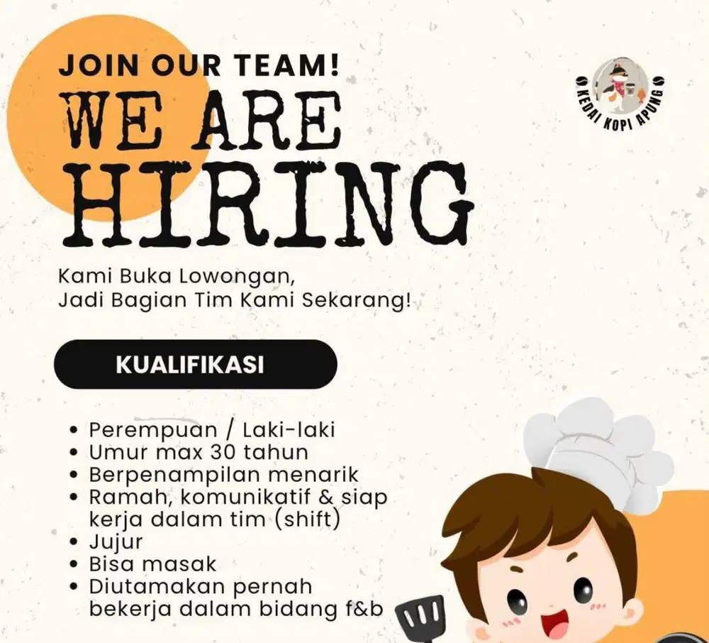 DIBUTUHKAN PEGAWAI KEDAI