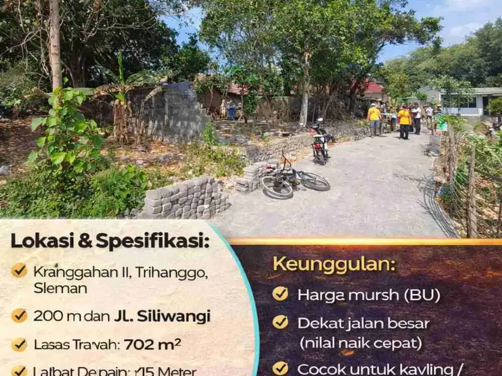 Dijual Tanah SHM 702m Trihanggo Sleman Lebar 15m Akses Mobil