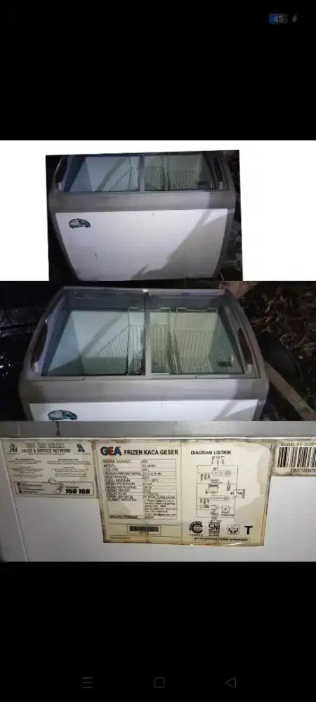 Jual 2 unit frezer Kaca Gea dan Daimitsu normal