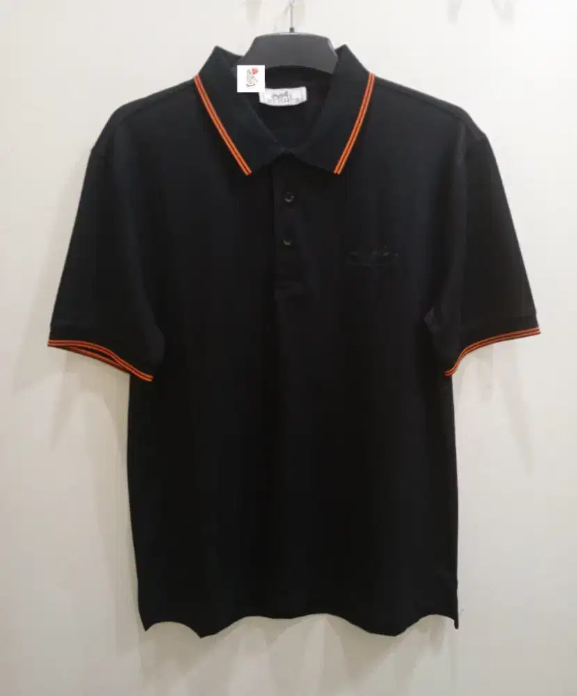 HERMES TWIN TIPPED POLO SHIRT BLACK