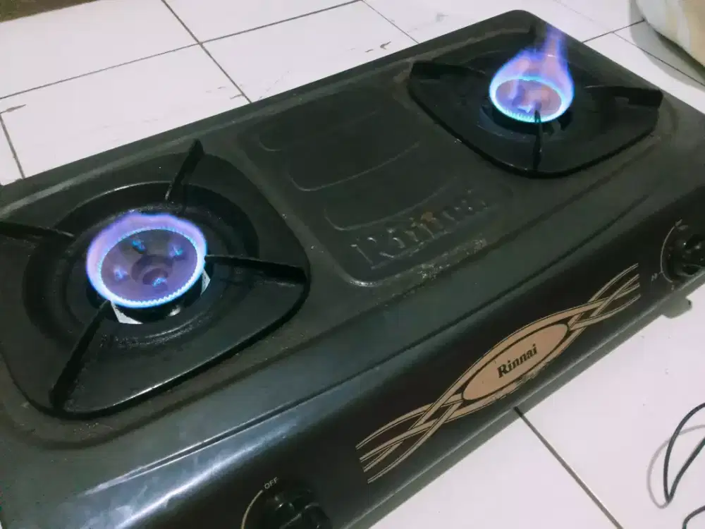 Kompor rinai 2 tungku + selang regulator quantum