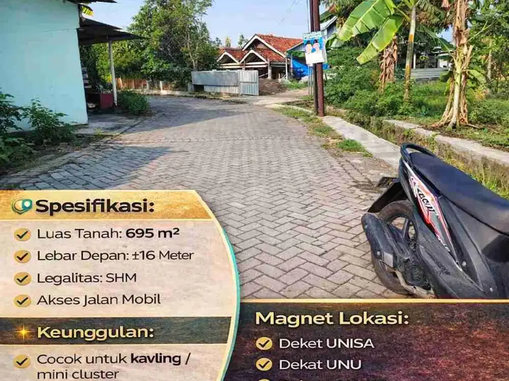 Dijual Tanah Strategis Nogotirto 695m Akses Mobil Lebar 16m