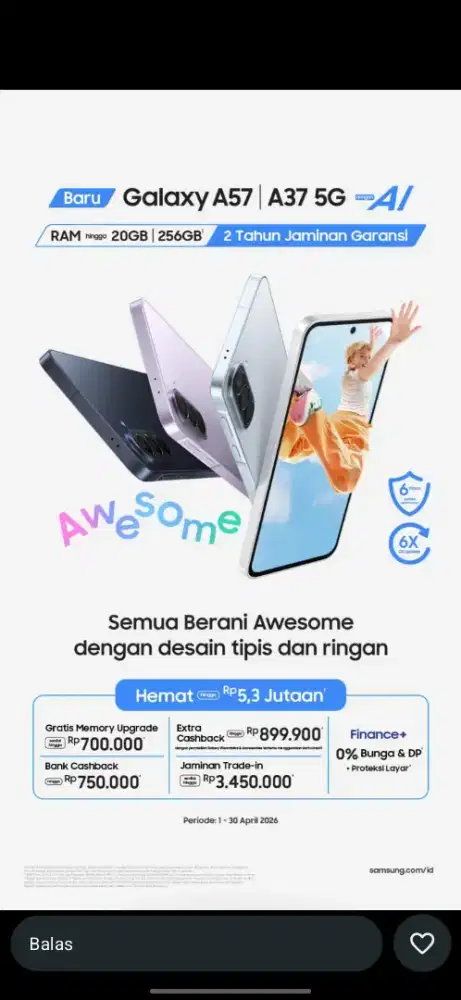 GALAXY A57 8/256 GRATIS KEPALA CHARGER ! PROMO DIBAWAH