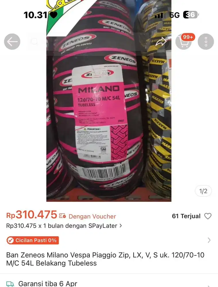 Ban Zeneos MIlano Vespa Piaggio 120/70-10