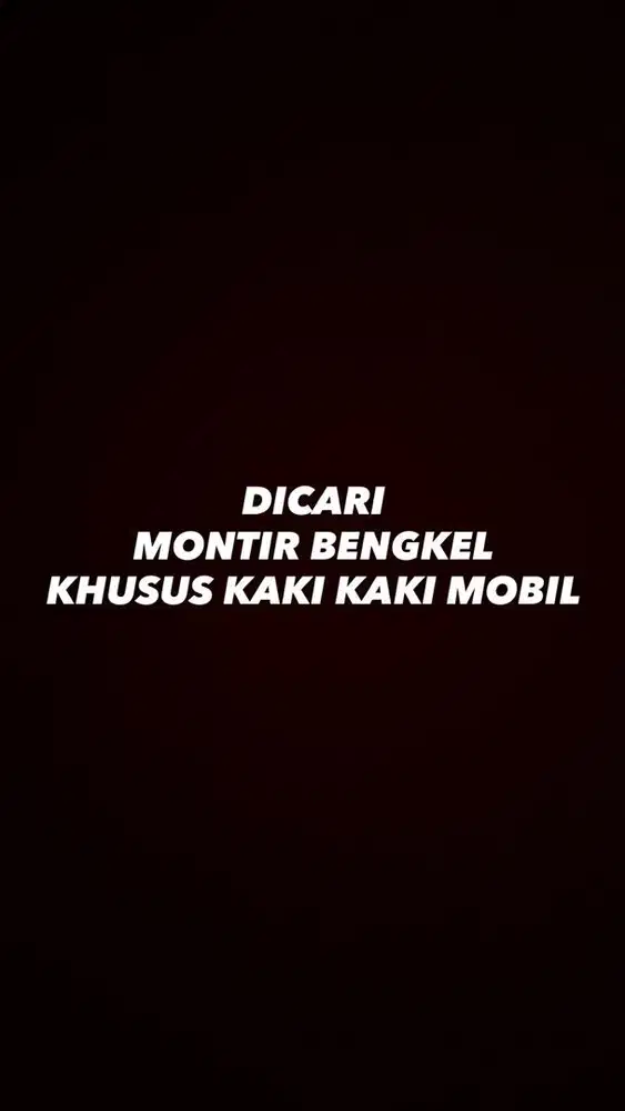 LOWONGAN BENGKEL MONTIR KAKI KAKI MOBIL