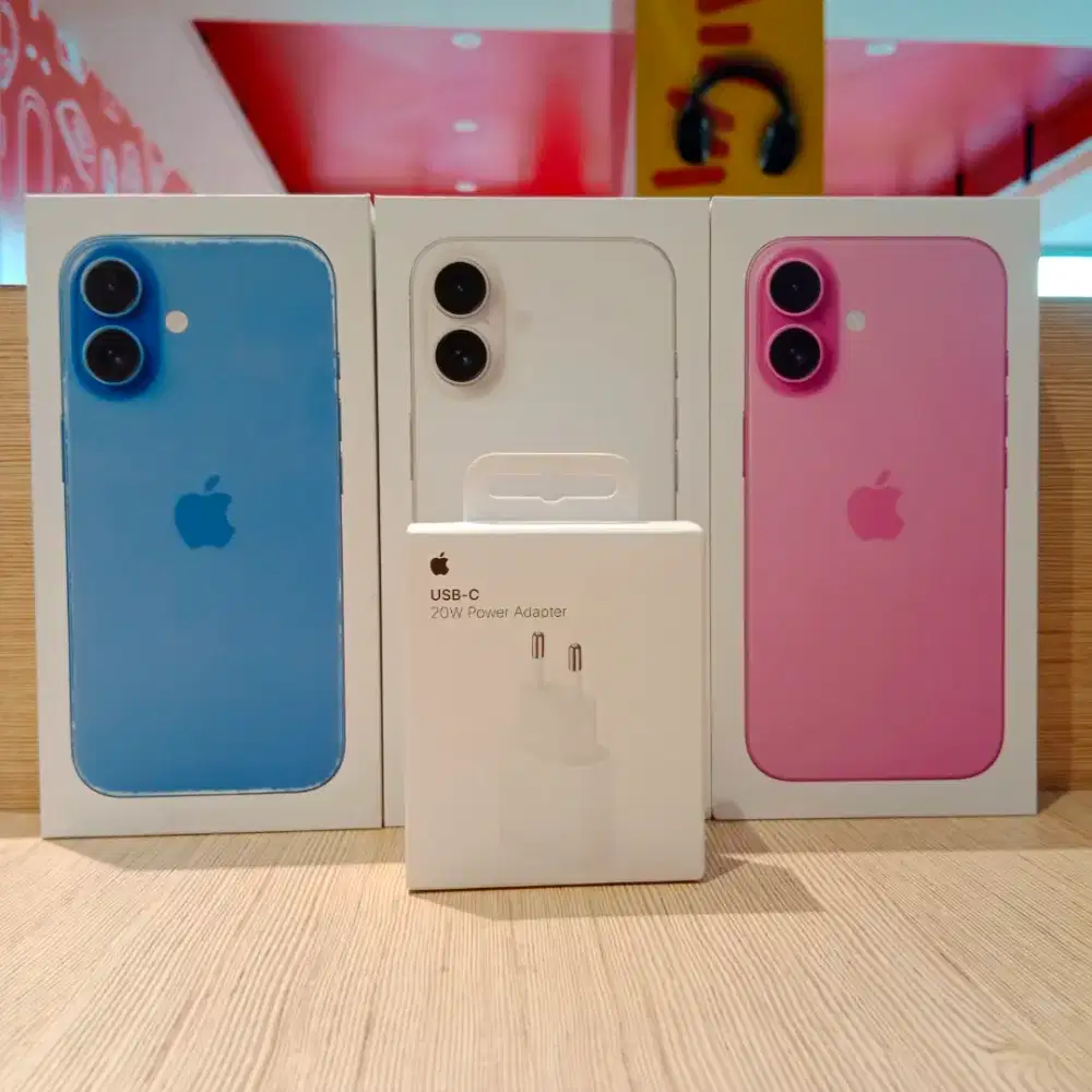 Dijual iPhone 16 kondisi baru, segel green peel free adaptor ori