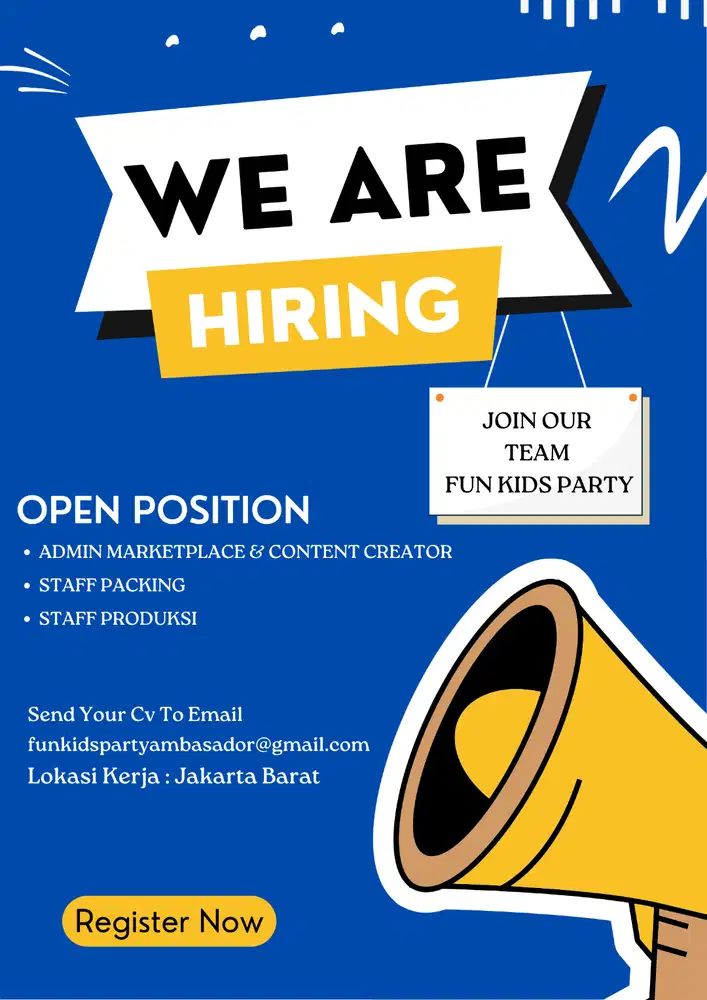 LOKER ( Admin MP & Content Creator - Staff Packing - Staff Produksi )