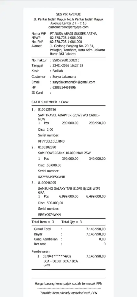 SAMSUNG TAB S10 FE WIFI ONLY