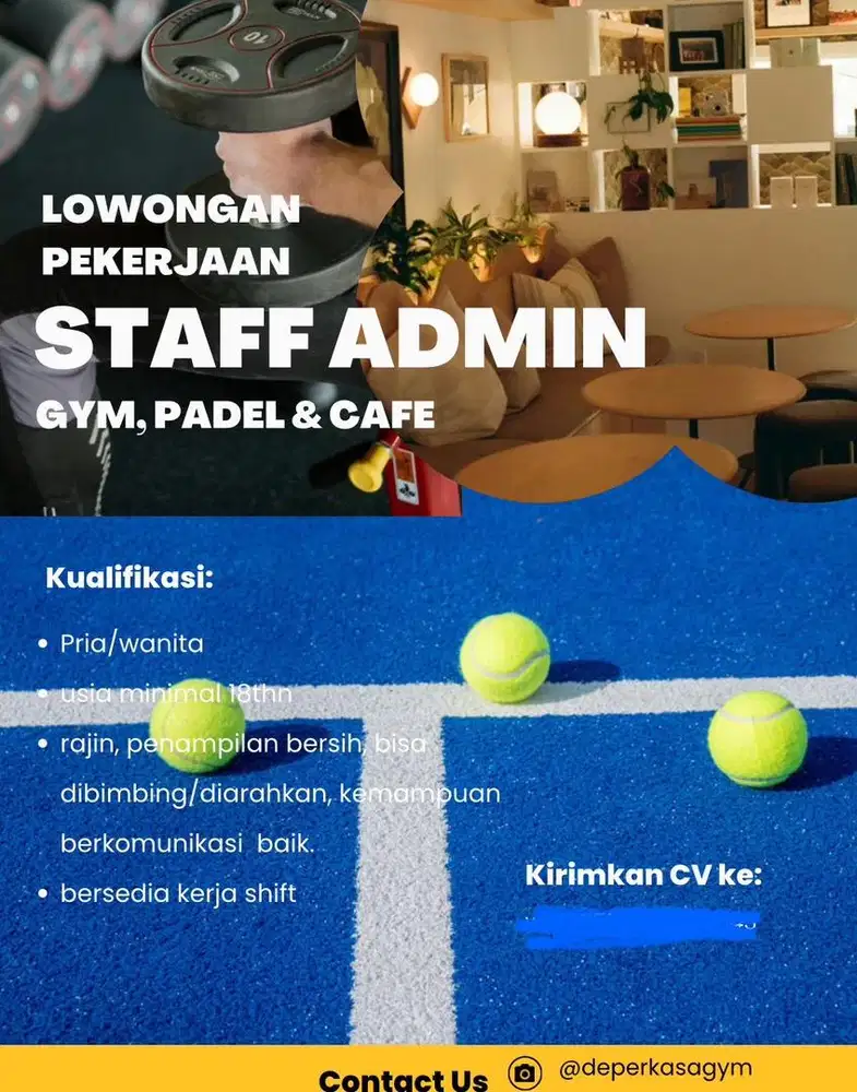 STAFF ADMIN GYM, PADEL & CAFE