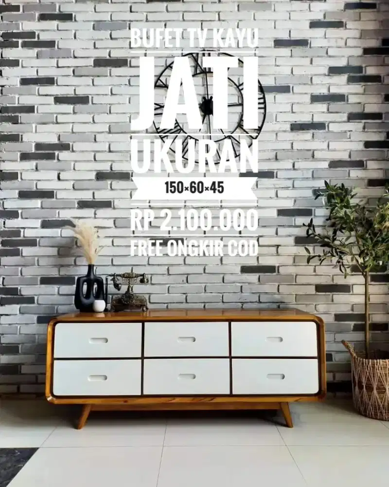 Bufet TV kayu jati 150cm