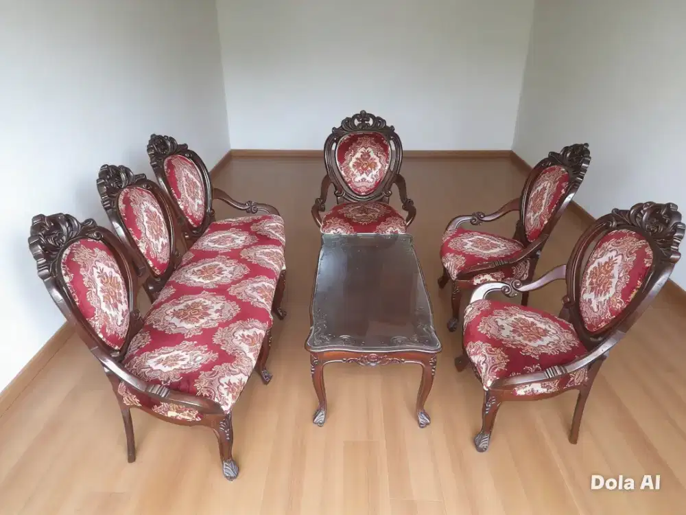 1 set kursi tamu jati antik