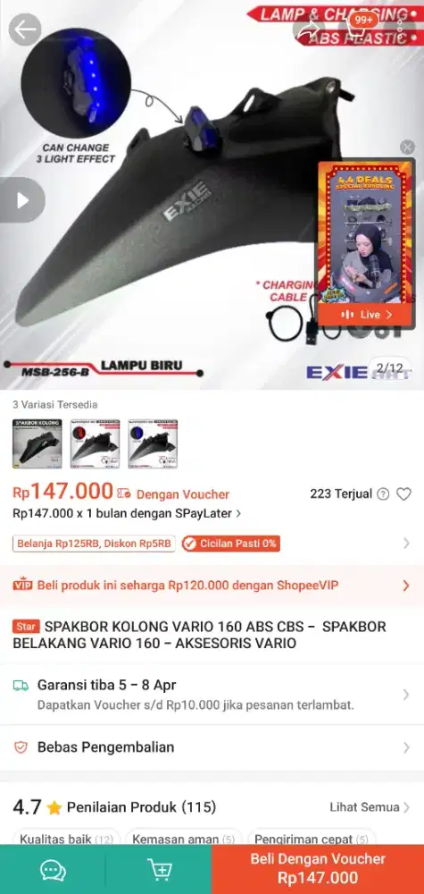 Spakbor depan belakamg vario