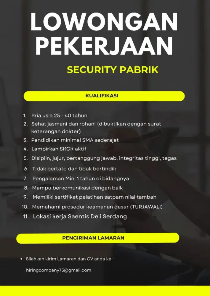 Dibutuhkan segera Security