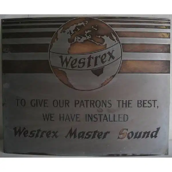 Antik iklan plat besi kuningan embossed WESTREX MASTER SOUND  Mine co