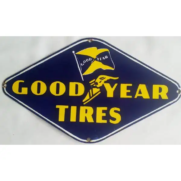 vintage iklan enamel tebal GOODYEAR TIRES era Ned - Indie