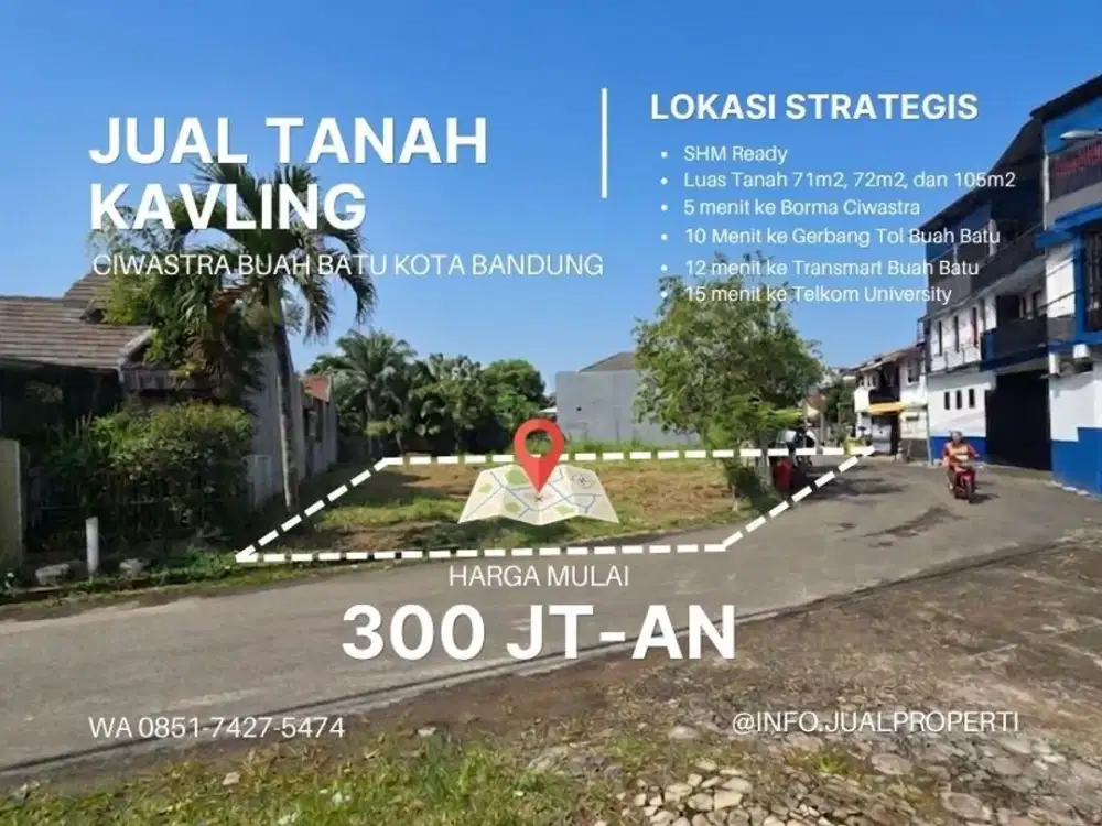 Jual Tanah Kavling Ciwastra di Sayap Terusan Buah Batu Kota Bandung