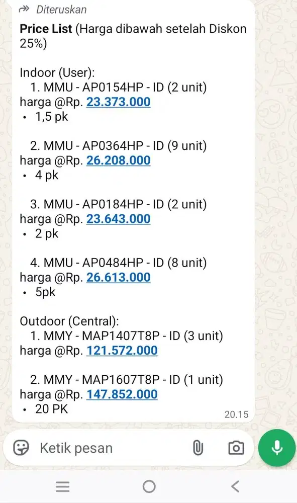 JUAL BORONG AC MERK TOSIBA