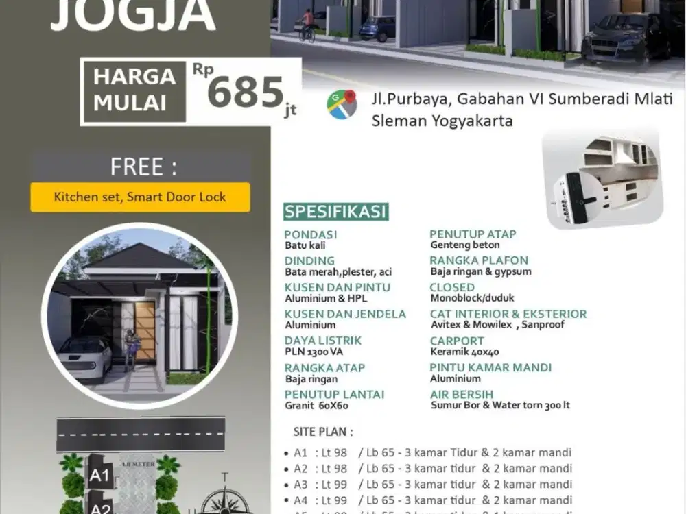 Rumah Modern Smart Door Lock Legalitas Aman Dekat SCH