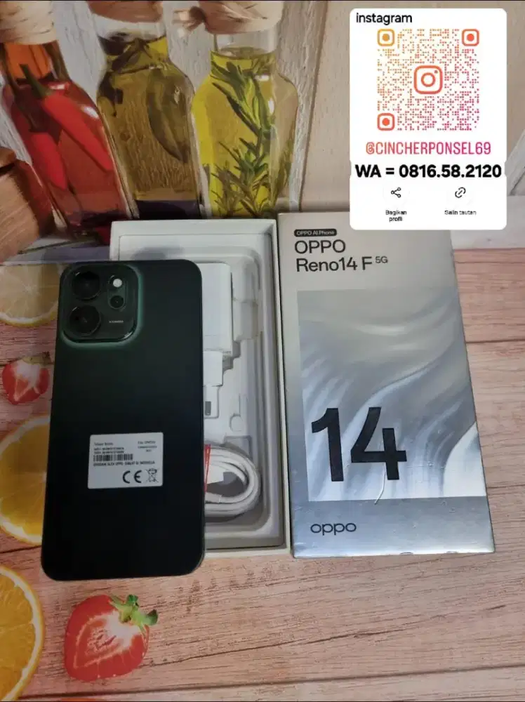Jual hp LIKENEW oppo reno 14f 5g istimewa grns resmi panjang