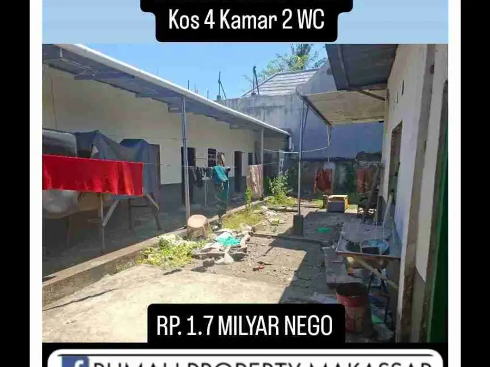 Rumah Jl Cokonuri Raya 
Ukuran 16X30
1 lantai
4 kamar 2 WC
Kos 4 Kamar 2 WC 
Rp. 1.7 M