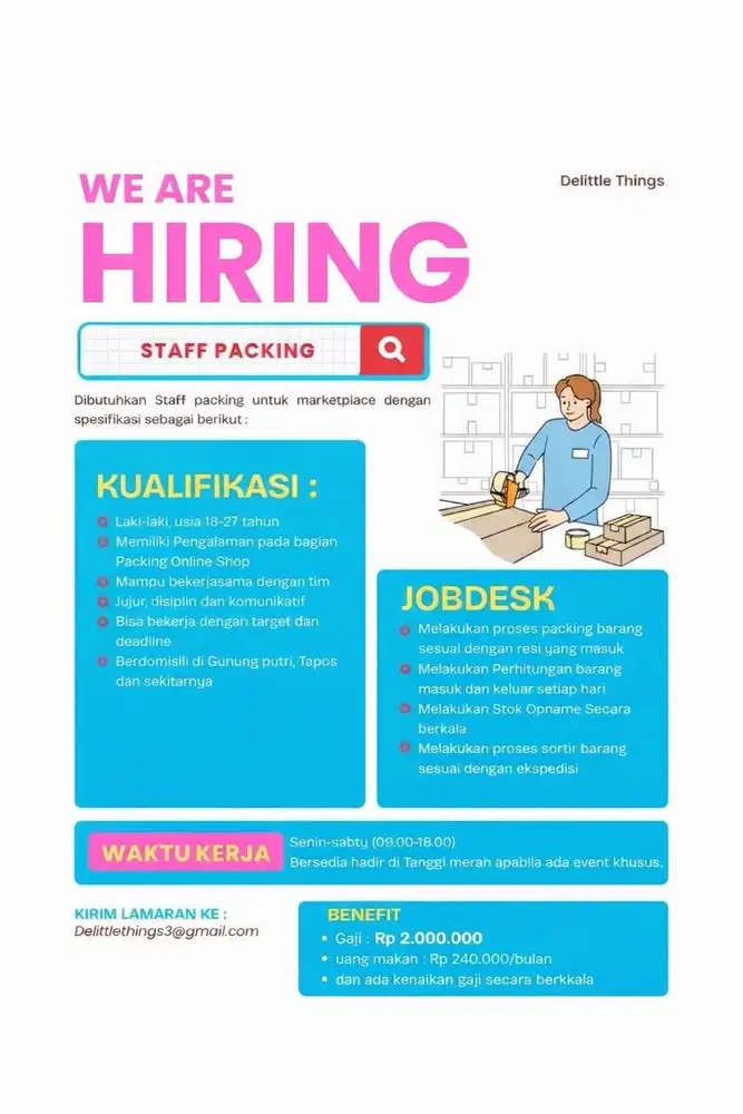 Lowongan pekerjaan staff packing marketplace
