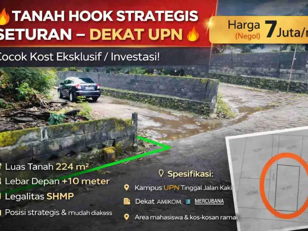 TANAH HOOK STRATEGIS SETURAN – DEKAT UPN