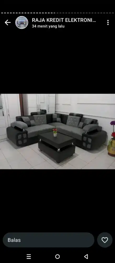 Sofa L sudut ke sudut