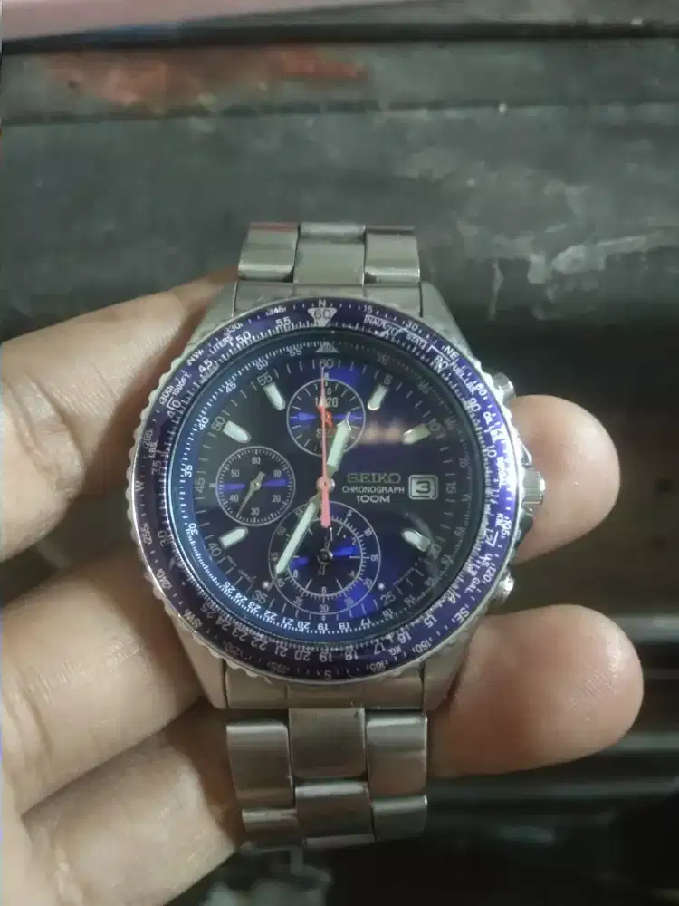 Jam tangan Seiko chrono blue original
