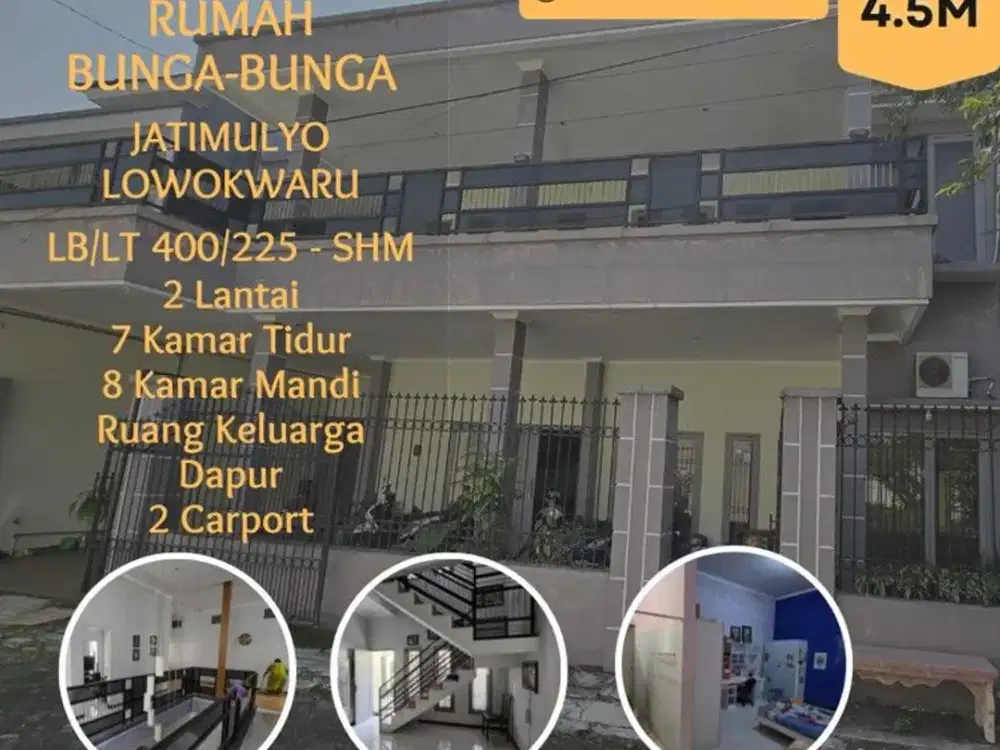 Rumah dijual bunga-2 jatimulyo kawasan Suhat UB Poltek Lt225 7KT