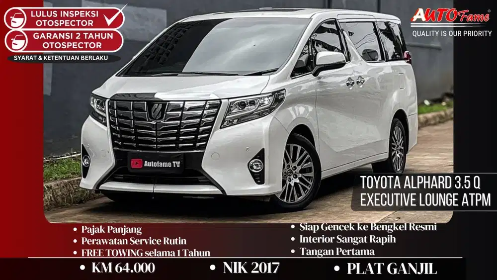 Toyota Alphard 3.5 Q Executive Lounge ATPM 2017 White On Black Full Sp