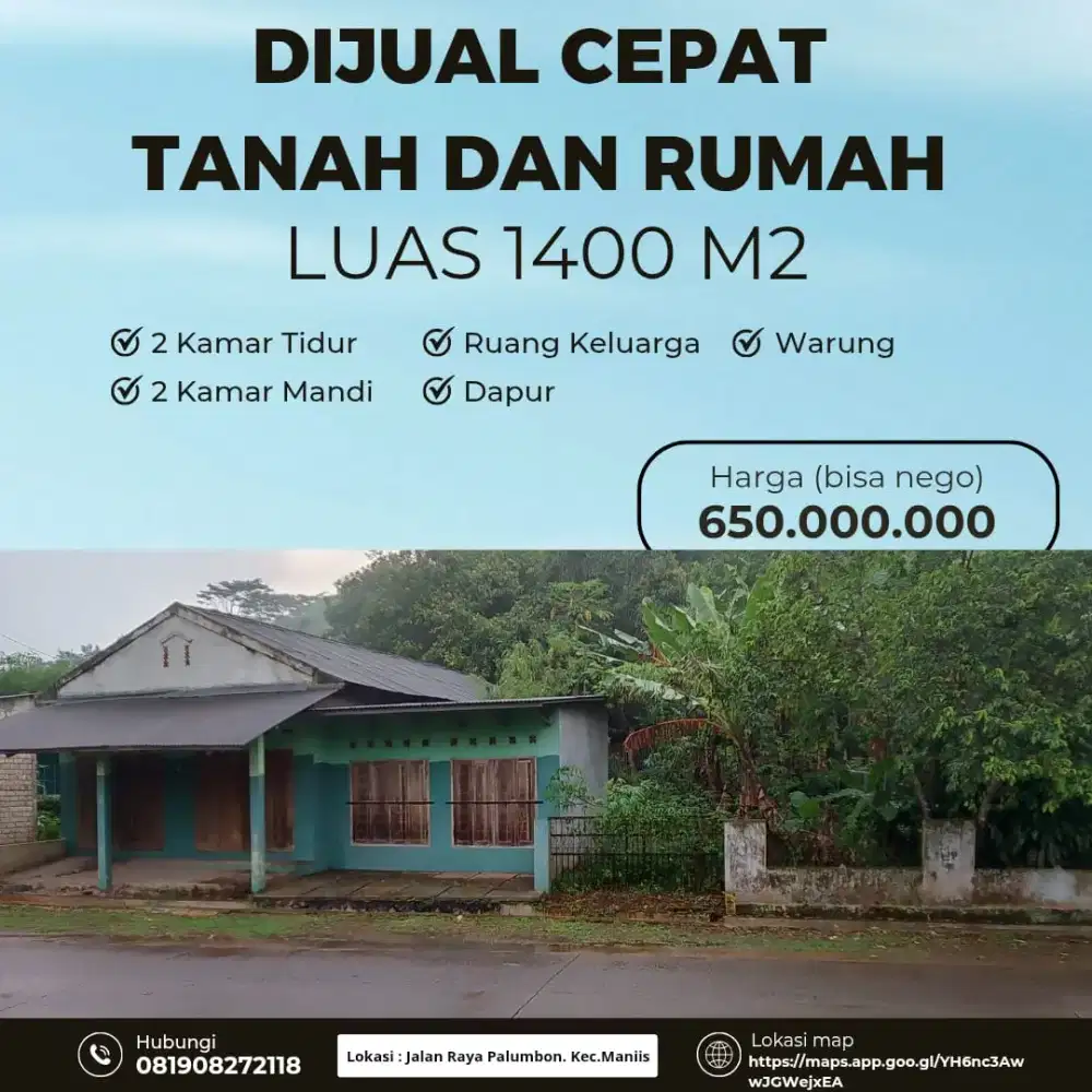 Dijual rumah dan tanah dekat waduk cirata
