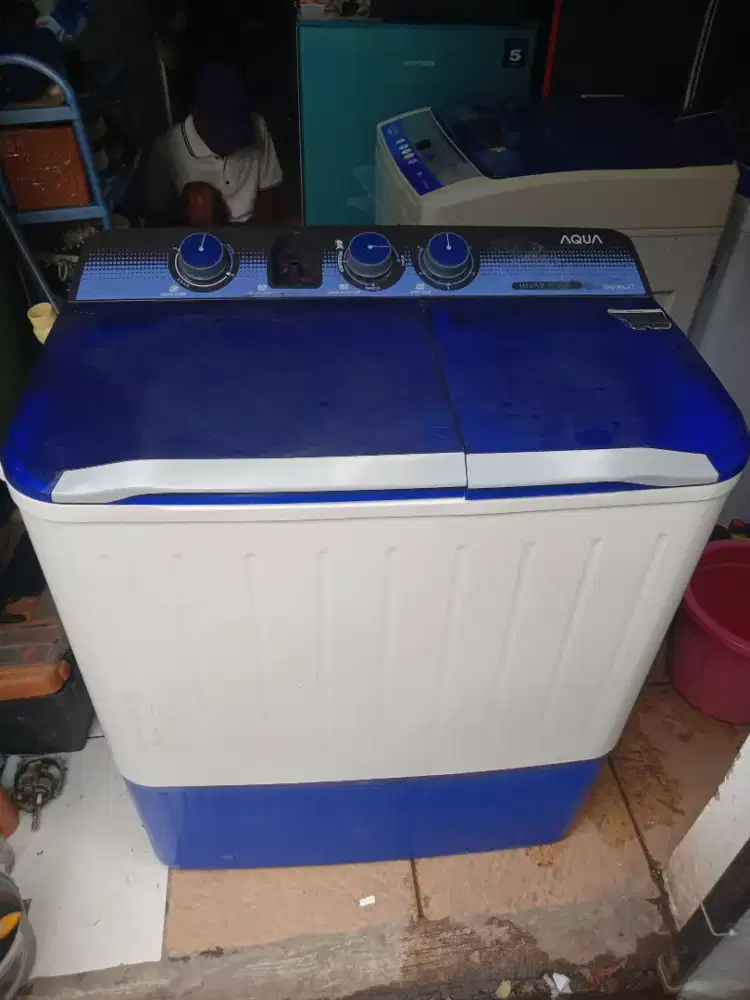 Mesin cuci 2 tabung AQUA 9kg normal siap pakai nego tipis