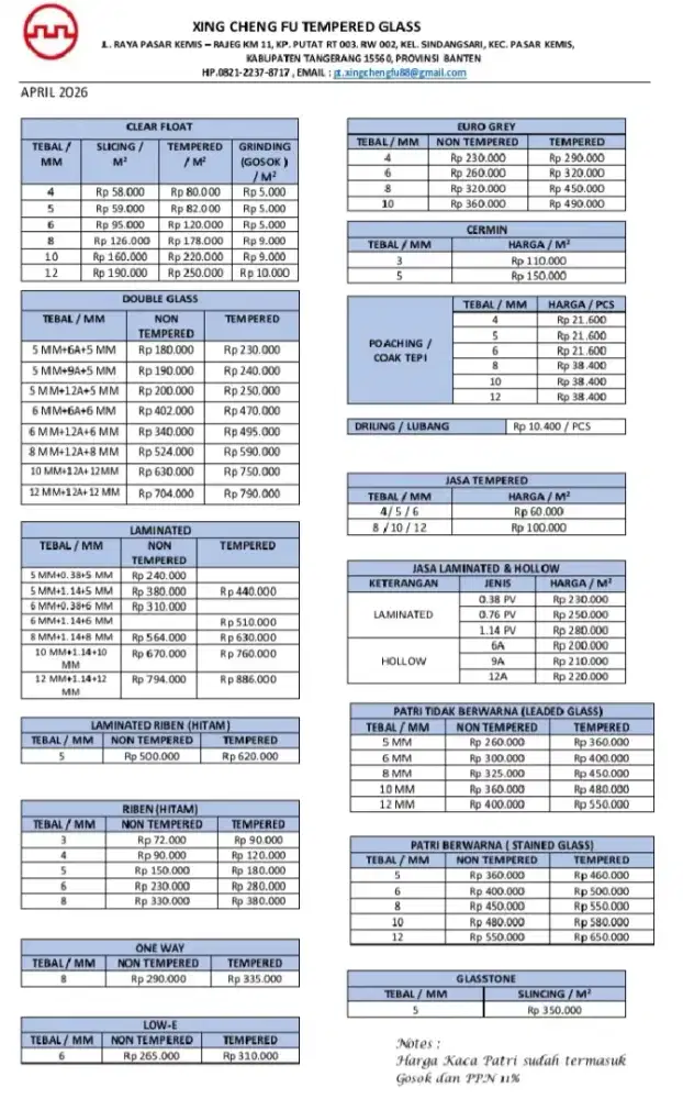 Supplier kaca dari pabrik,harga pabrik termurah dr PT .chengfu