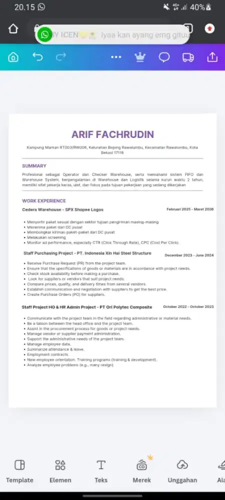 info loker untuk wilayah bekasi