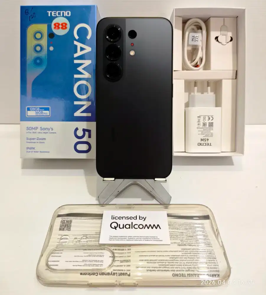 Tecno Camon 50 4G 8/128 Gb Likenew 99.99% Resmi 25 Maret 2027 bs TT/BT