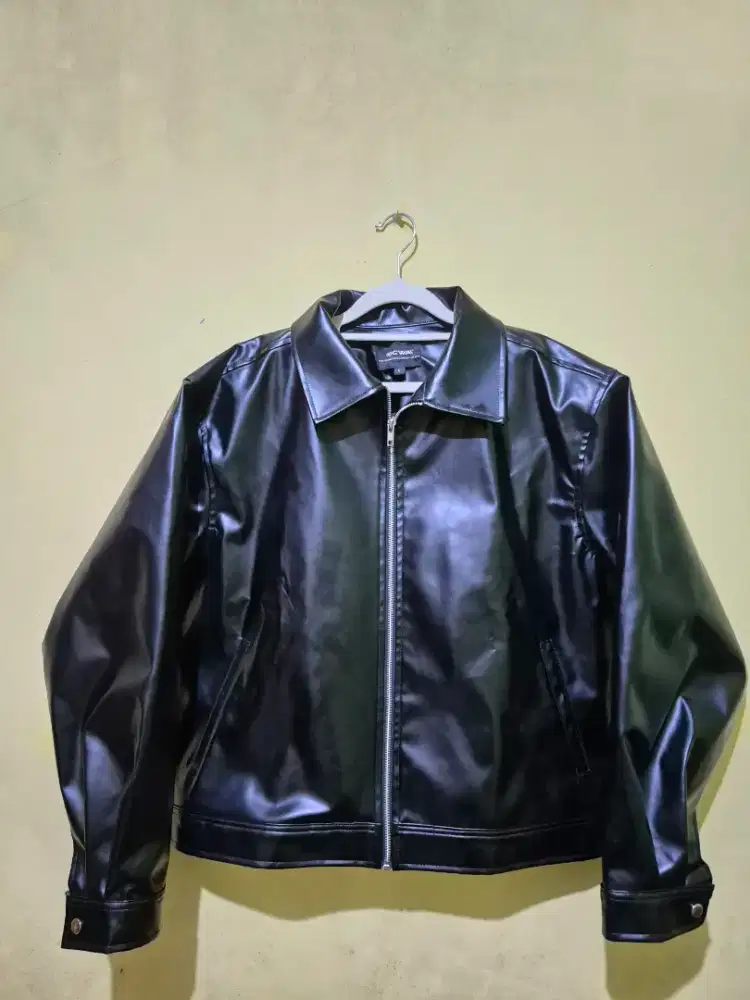 OCWA PHILL BIKER ZIP LEATHER JACKET BLACK (Preloved)