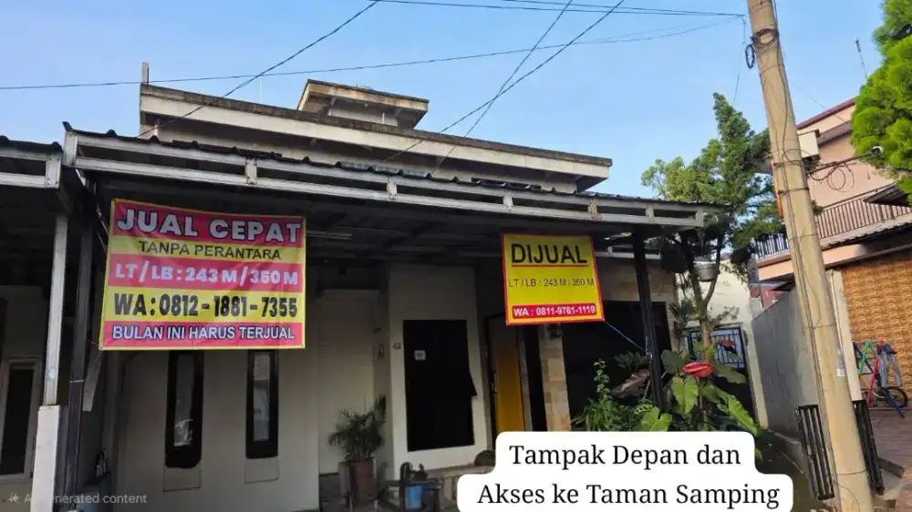 Dijual Rumah di ERFINA (Depan GOR PAKANSARI)