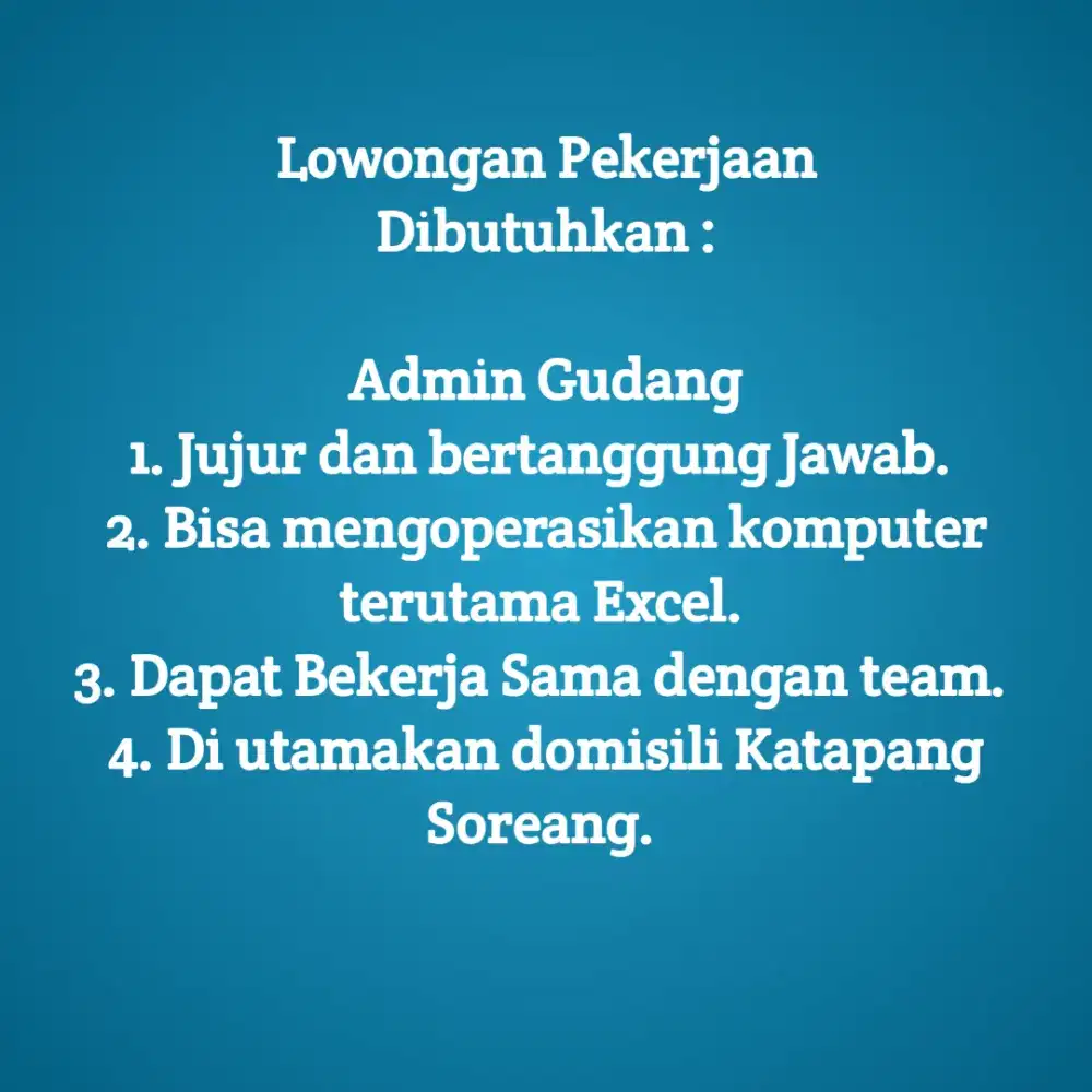 Lowongan Pekerjaan Admin Gudang